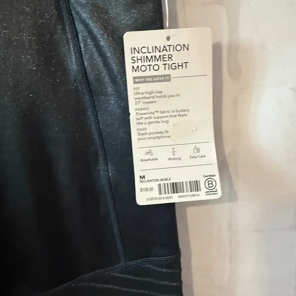 Athleta leggings womens Inclination black Moto Shimmer Tight size medium - Picture 7 of 9